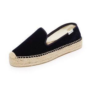 Soludo Black Espadrille Platform Slipper